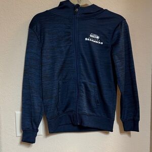 NFL Apparel Seattle Seahawks Kids Blue Zip-Up Fleece-lined Hoodie Sz M (10/12)